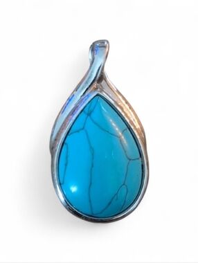 Lia Sophia Boho Faux Turquoise Stone Teardrop Slider Pendant